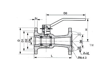 Q41PPL導熱油高溫球閥結構圖